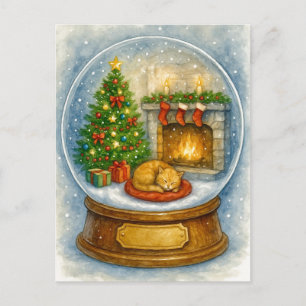 Carte postale de boule à neige de Noël avec chemin