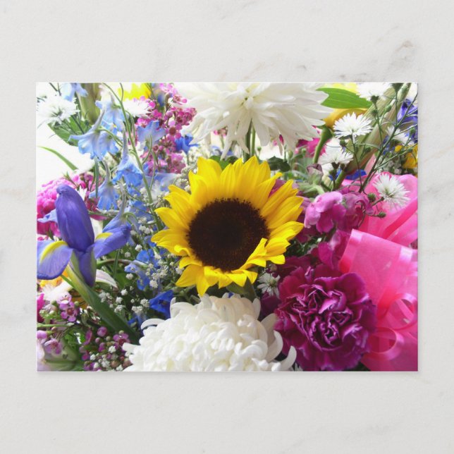 Carte postale de bouquet de tournesol coloré (Devant)