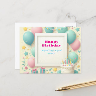 Carte postale de cadre d'anniversaire vierge – Bal