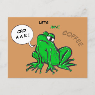 Carte postale de café de grenouille verte