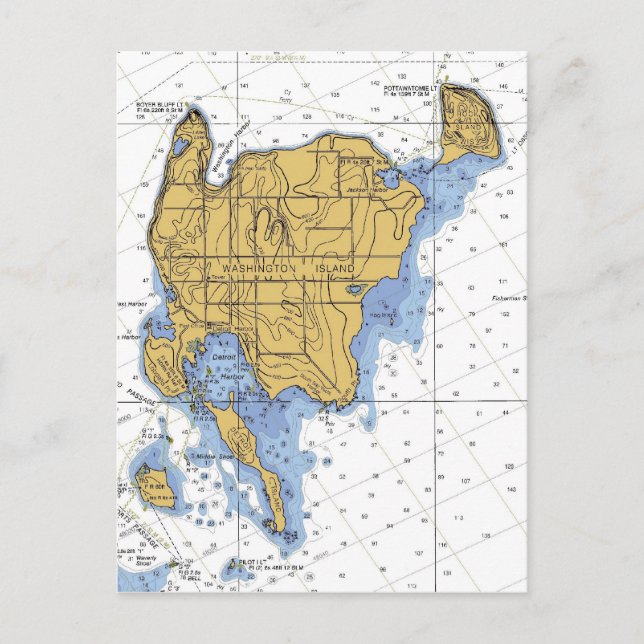 Carte postale de carte marine WI de Washington Isl (Devant)