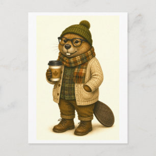 Carte postale de castor hipster