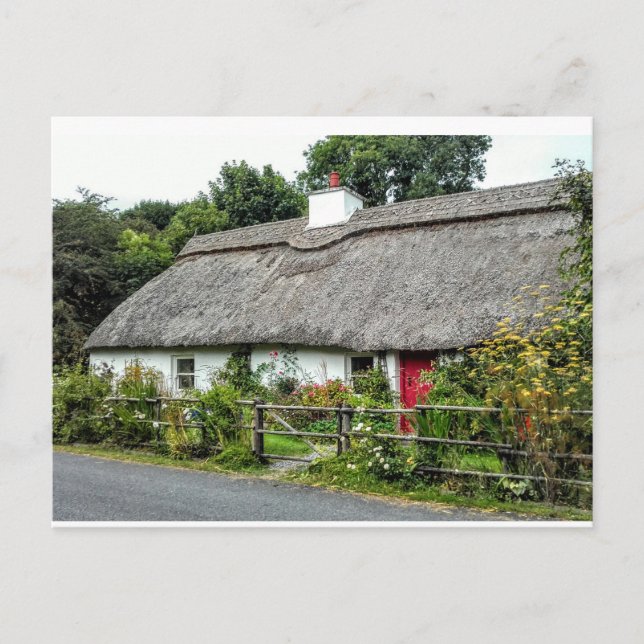 Carte postale de chalet à chaume irlandaise (Devant)