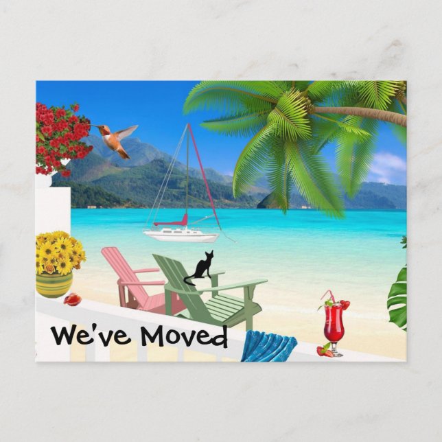 Carte postale de changement d'adresse aquarelle (Devant)