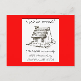 Carte postale de changement d'adresse rouge