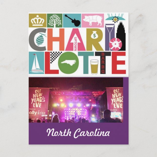 Carte postale de Charlotte NC Caroline du Nord (Devant)