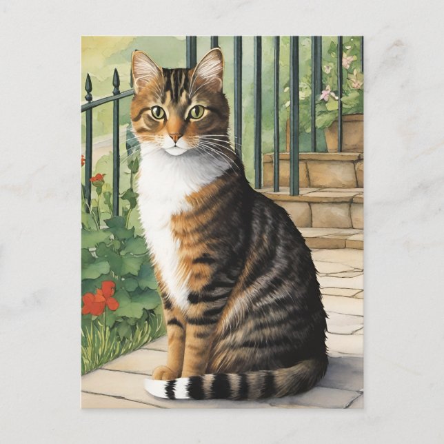 Carte postale de chat de dessin (Devant)