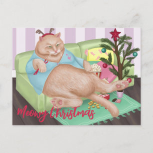 Carte postale de chat de Noël