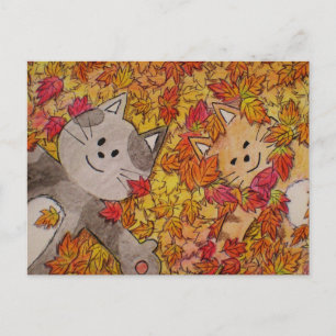 Carte postale de chat mignonne pour l'automne "Sau