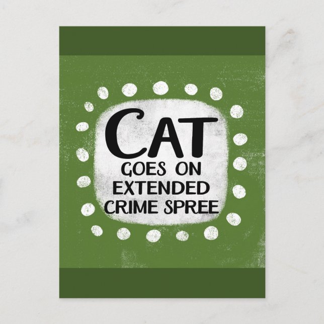 Carte postale de chat qui part en délire (Devant)