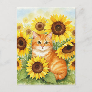 Carte postale de chat roux mignon dans les tournes