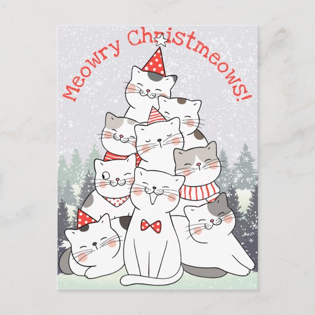 Carte postale de chats de Noël (Devant)