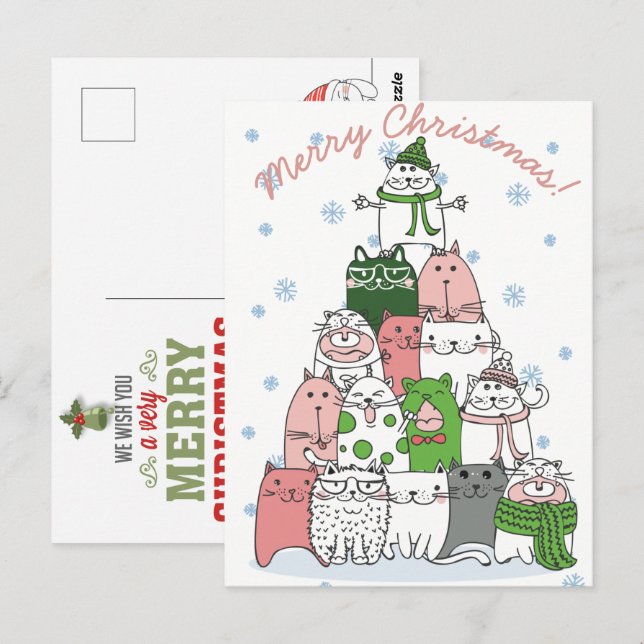 Carte postale de chats de Noël (Devant / Derrière)