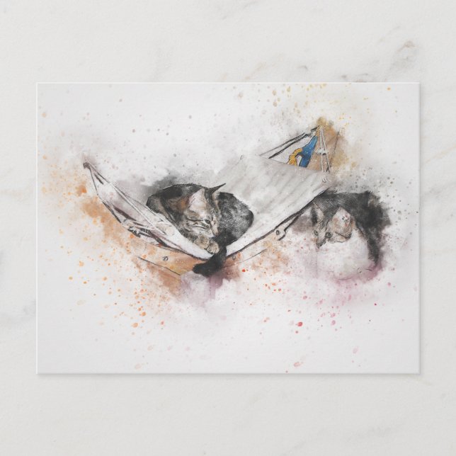 carte postale de chats relaxants (Devant)