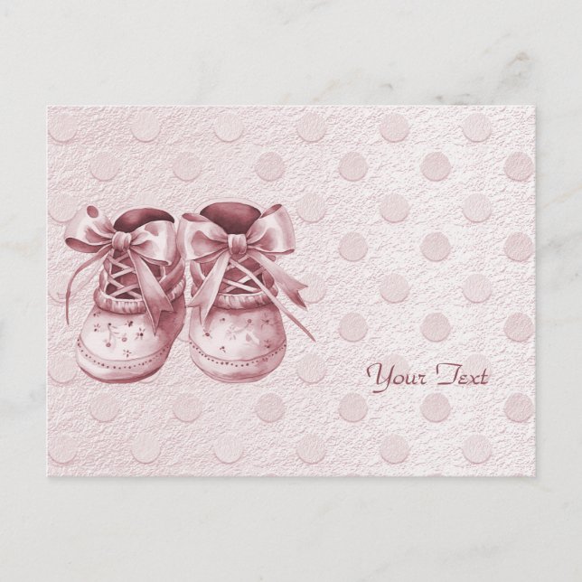Carte postale de chaussures de bébé roses (Devant)