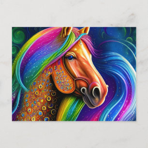 Carte postale de cheval colorée