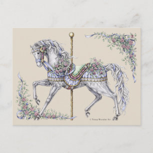 Carte postale de cheval de carrousel d'été