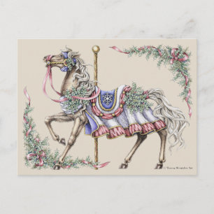 Carte postale de cheval de carrousel d'hiver