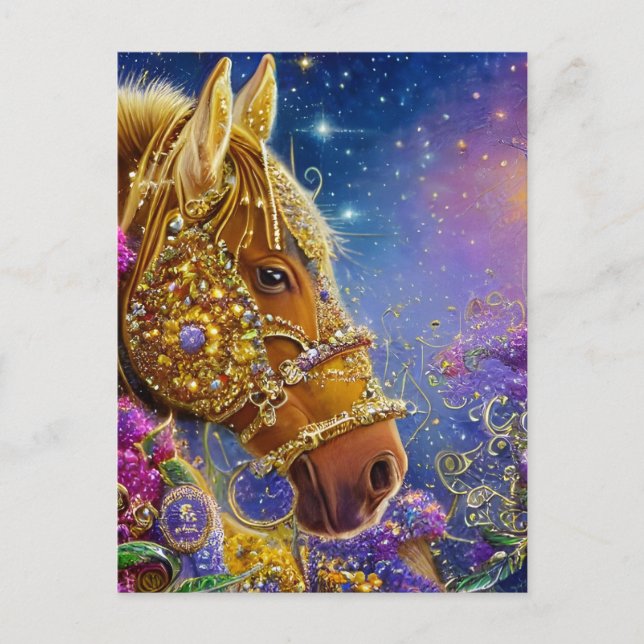 Carte postale de cheval fantastique avec pierres p (Devant)