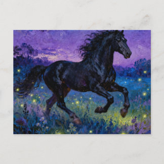 Carte postale de cheval noir fantasy