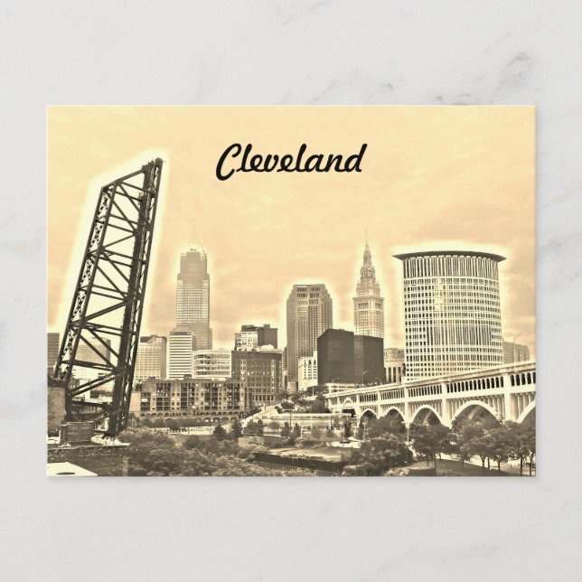Carte postale de Cleveland, OH avec vue sur la riv (Devant)