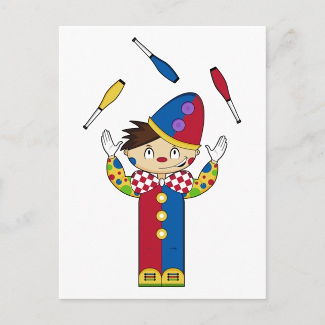 Carte postale de clown de cirque en jonglage (Devant)