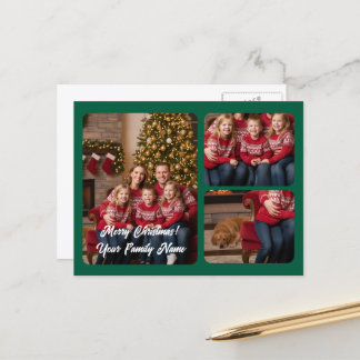 Carte postale de collage photo de Noël pour trois