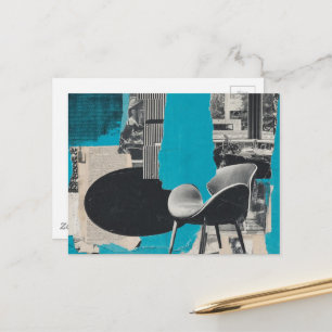 Carte postale de collage Piano et Chaise Noir Blan