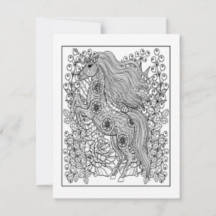 Carte postale de coloration Unicorne Carte d'art