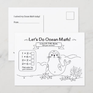 Carte postale de coloriage mathématique de l'océan