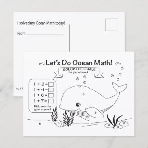 Carte postale de coloriage mathématique sur l'océa