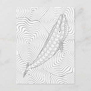 Carte postale de coloriage pour adultes Baleine bl