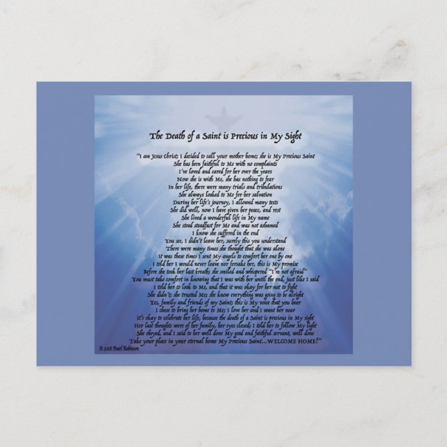 Carte postale de condoléance pour la perte de (Devant)