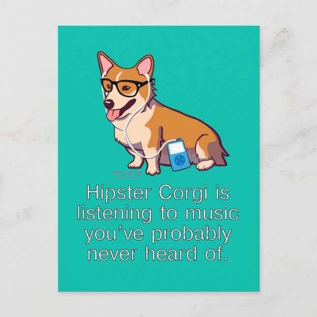Carte postale de Corgi hipster (Devant)