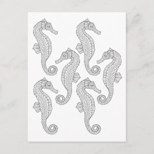 Carte postale de couleur adulte pour les hippocamp