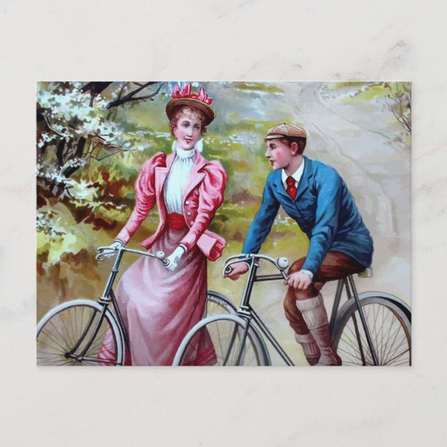 Carte postale de couple à vélo (Devant)