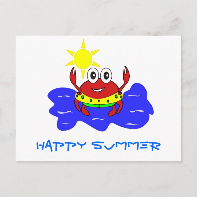 carte postale de crabe en été (Devant)