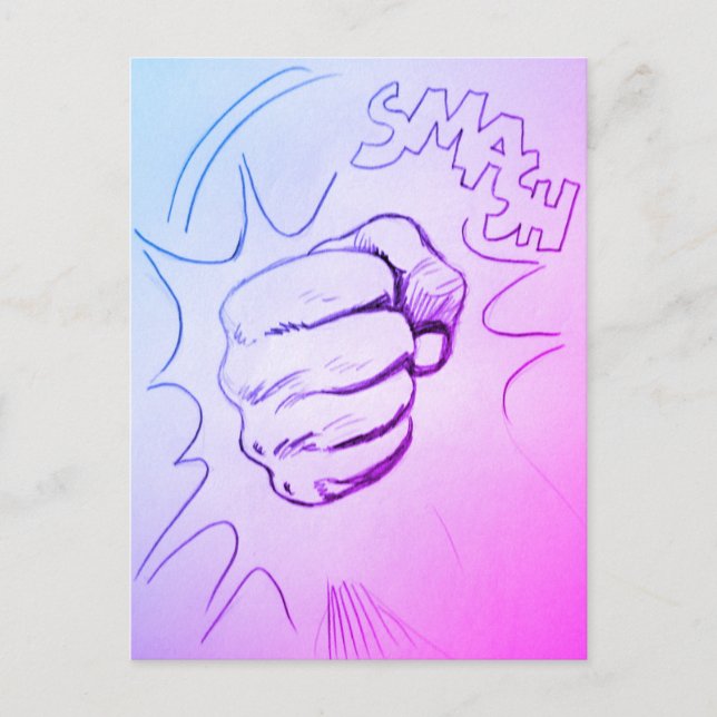 Carte postale de croquis au crayon Pop Art Smash P (Devant)