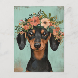 Carte postale de dachshund aquarelle