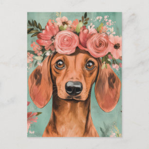 Carte postale de dachshund aquarelle