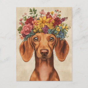 Carte postale de dachshund aquarelle