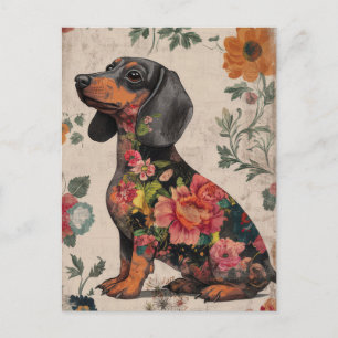Carte postale de dachshund aquarelle 