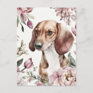 Carte postale de dachshund aquarelle 