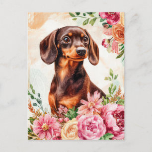 Carte postale de dachshund aquarelle 