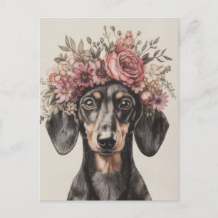 Carte postale de dachshund aquarelle 