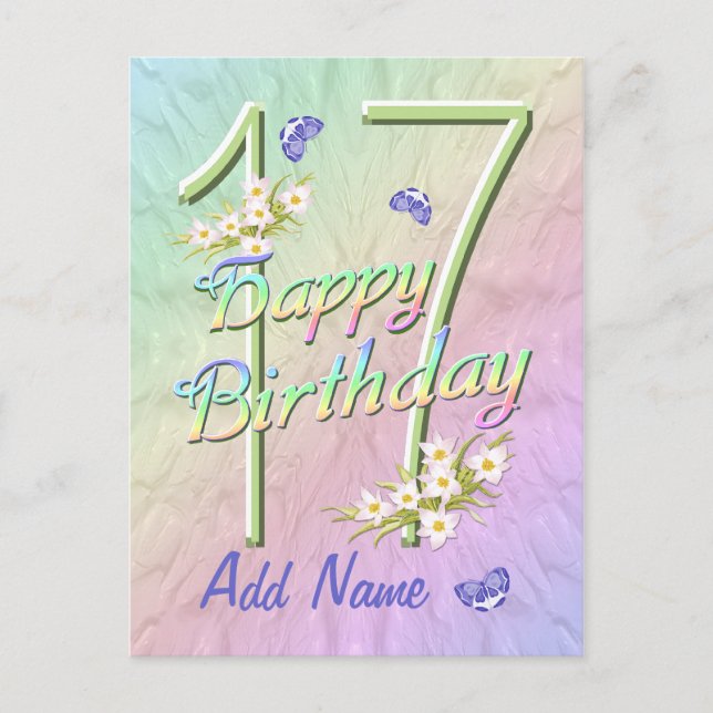 Carte postale de danse papillon 17e anniversaire (Devant)