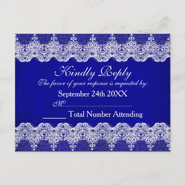 Carte postale de dentelle de cobalt bleu RSVP pers (Devant)