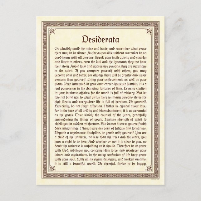 Carte postale de desiderata (Devant)