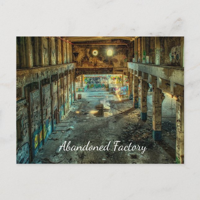 Carte postale de désintégration d'usine abandonnée (Devant)