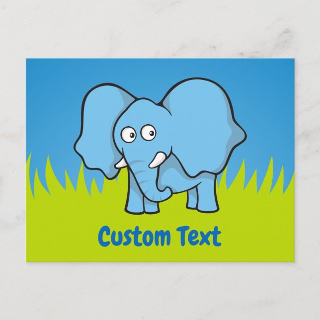 Carte postale de dessin animé éléphant bleu (Devant)